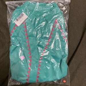 NWT Teal and Pink Embroidered Top, Medium